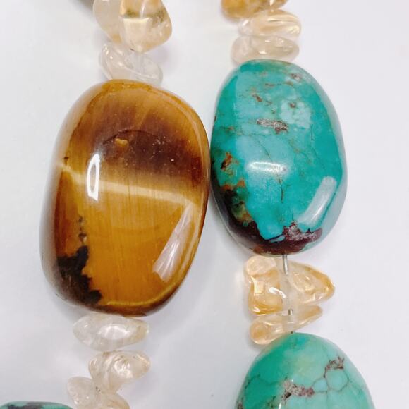 Signed Jay King DTR Sterling Turquoise Tiger Eye Citrine Southwestern Necklace - Picture 8 of 13
